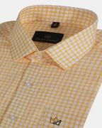 Men Yellow Checks Regular Fit Linen Shirt