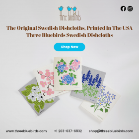 Three Bluebirds Swedish Dishcloths