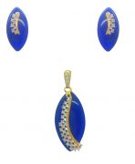 Blue stone 18k Pendant set