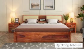 Walken Bed With Storage (King Size, Honey Finish)