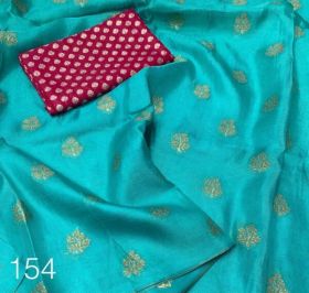 154 – Pure Jute Silk With Zari Flower Weaving with