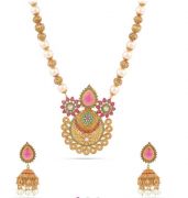 Elegant Matt Finish Kundan Necklace