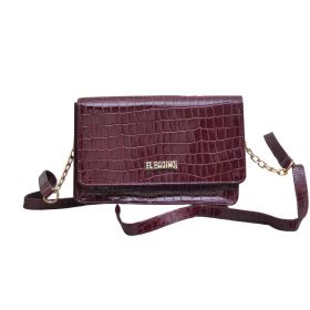 Croco Patent Leatherette Handbag Cum Shoulder Bag