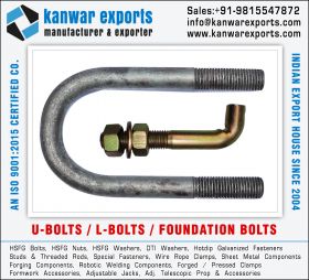 U-Bolts L-Bolts Fasteners manufacturers exporters 