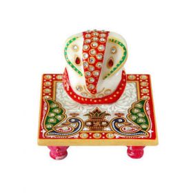 Marble Ganesh With Chowki