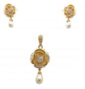 Mother Sea Stone 18k Pendant Set