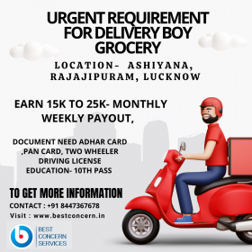 Job Requirement for Delivery Boy Grocery Delivery 