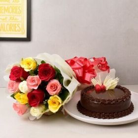 Pretty Flowers & Cake Combo