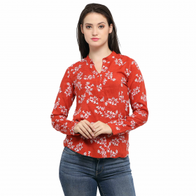 Floral Printed Red Full Sleeve Shirt