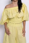 LINEN BALLOON SLEEVE TOP | LEMON TREE 