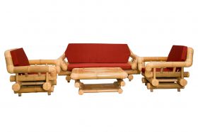 Bamboo Sofa Set Natural 3+1+1