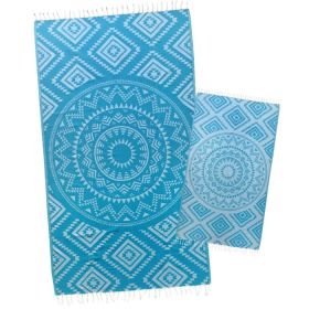 Caribbean Blue Aztec Tribal Turkish Towel