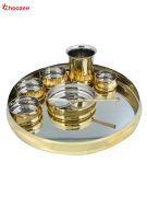 Brass / Steel Dinner Set (Curved) - 8 Pcs