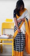 Cotton Malmal Bagru and Baatik Print Saree 