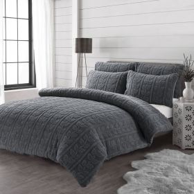 Teddy Fleece Leaf Duvet Cover Set