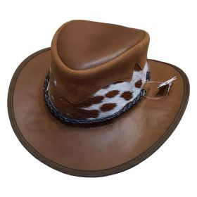 Western Cowboy Hat Cowhide Leather in Brown Color