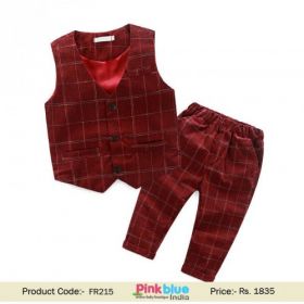 Baby Boys Tartan Waistcoat & Pant Outfit