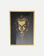 Golden Colur 3D Wall Mural of Budhha 