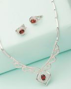 Designer Necklace Set With Red Stone