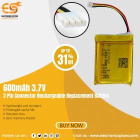 600mAh 3.7V 3 Pin Connector Rechargeable