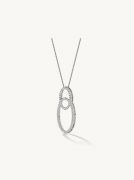 Silver Diamond Oval Pendant