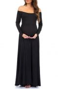 Ruched, Open Shoulder Maternity Dress