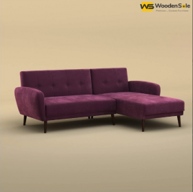 DAISY L SHAPE SOFA (VELVET, DARK PURPLE)