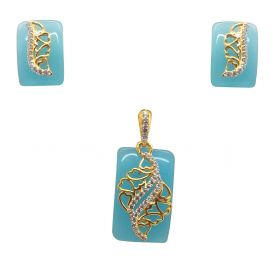 Water Blue Stone 18k Pendant Set