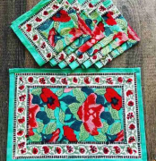 Amaryllis Dark Green Floral Jal Hand Block Printed