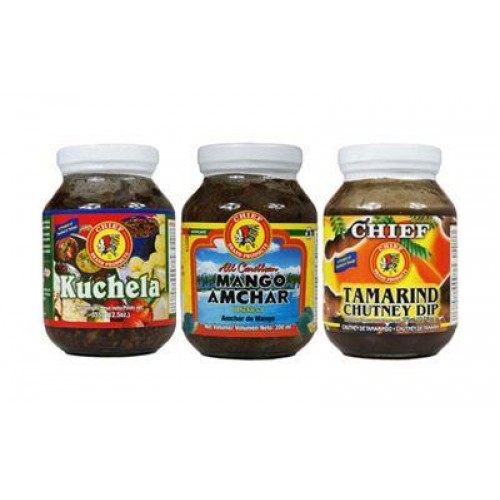 Chief All Caribbean Kuchela, Mango Amchar & Tamarind Chutney (One of Each)