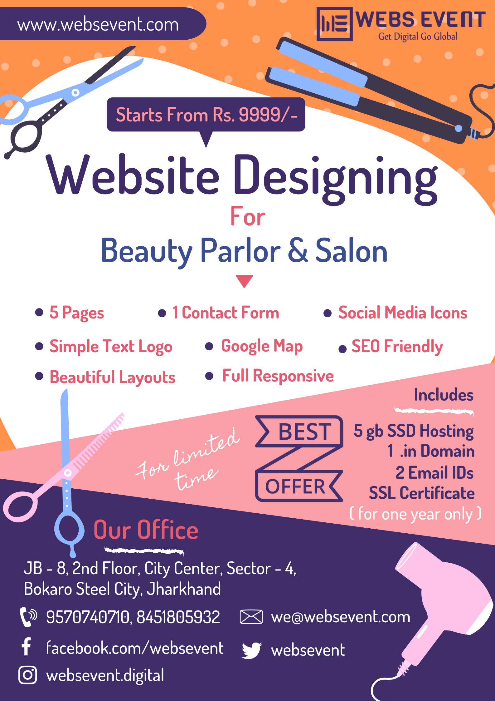 Website Design for Beauty Parlor at Rs.9999/-