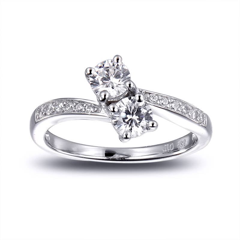 Buy 925 Pure Silver Two solitaire ring at ornate jewels