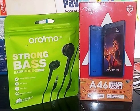 ITEL A46 ANDROID MOBILES DUEL 4G 2GB RAM , 32GB INTERNAL FREE AROMA EARPHONES