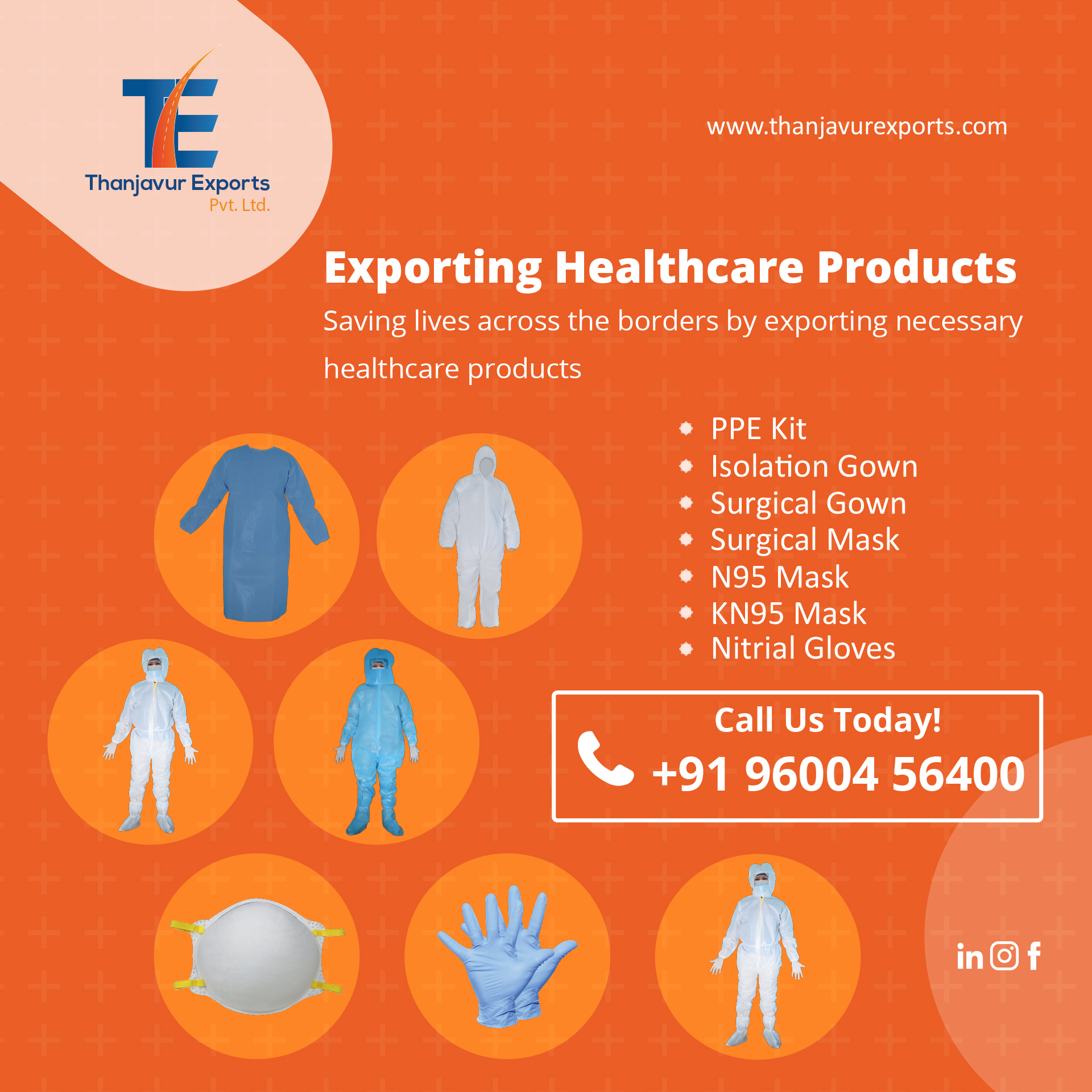 Healthcare Products Exporters in India | Face Mask, Isolation Gown, Nitrile Gloves, PPE Kits Exports - thanjavur Exports