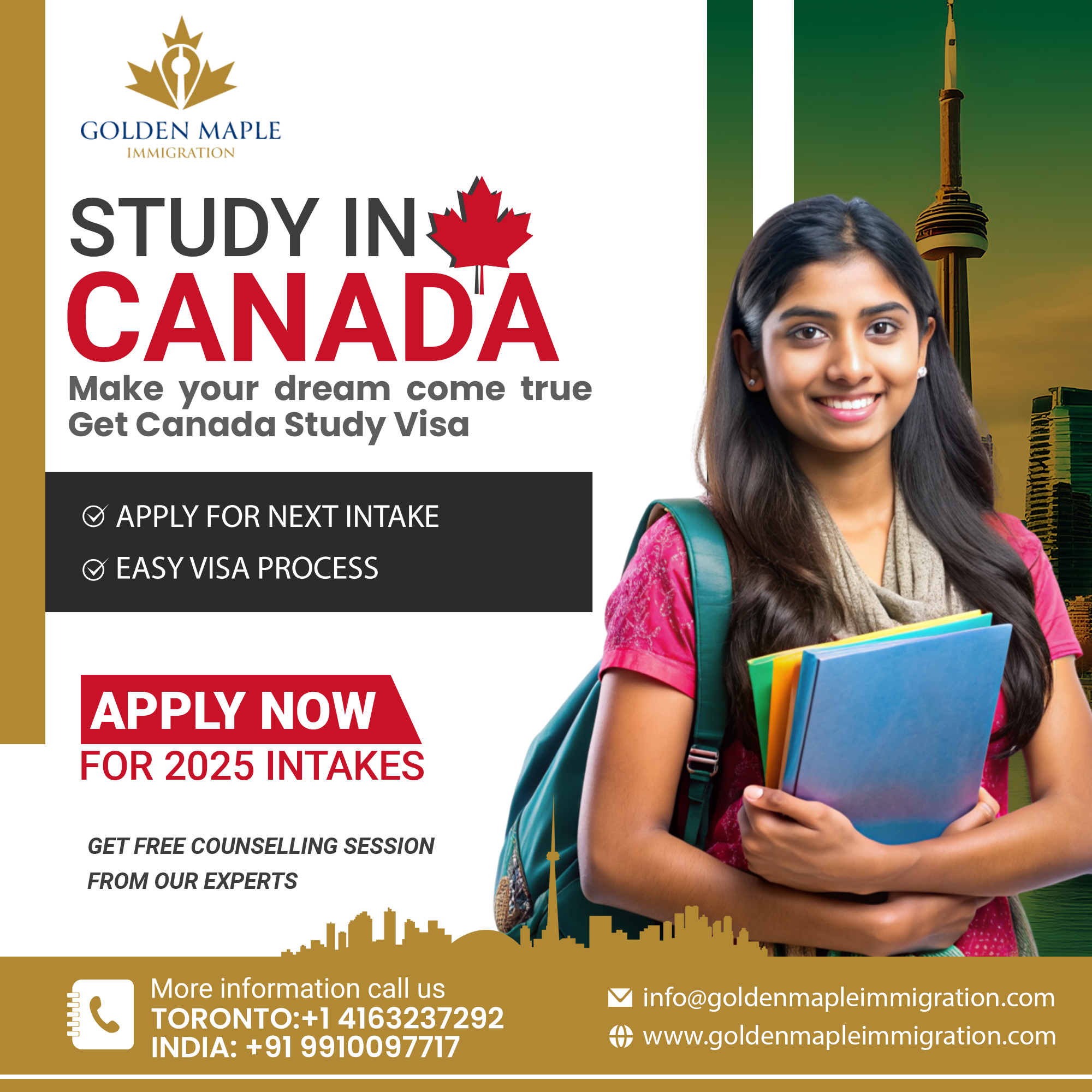 Get Your Canada Education Visa from India Easy and Quick - Golden Maple Immigration