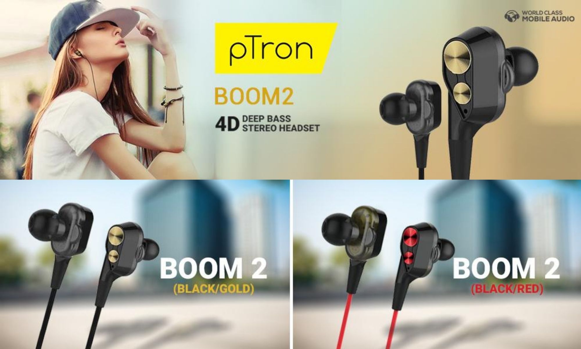 New pTron Earphones Wired Headphones With Mic