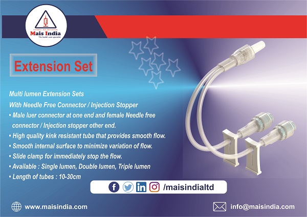 Multi Lumen Extension Line with Needle Free Injection Stopper