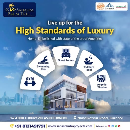 Landscaped Garden villas in Kurnool with Shuttle Badminton || SS Sahasra Palm Tree 3 and 4BHK Villas