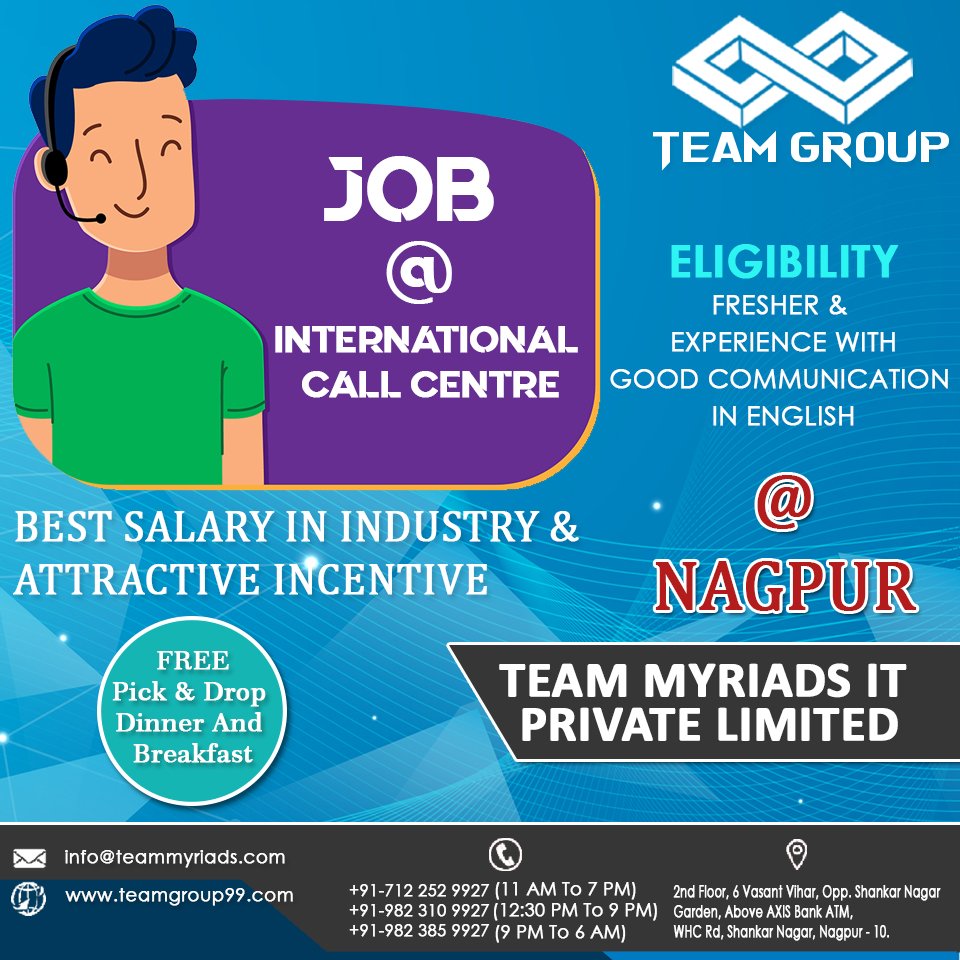Team Myriads looking for Fresher & Experienced Candidates to work in Night Shifts.