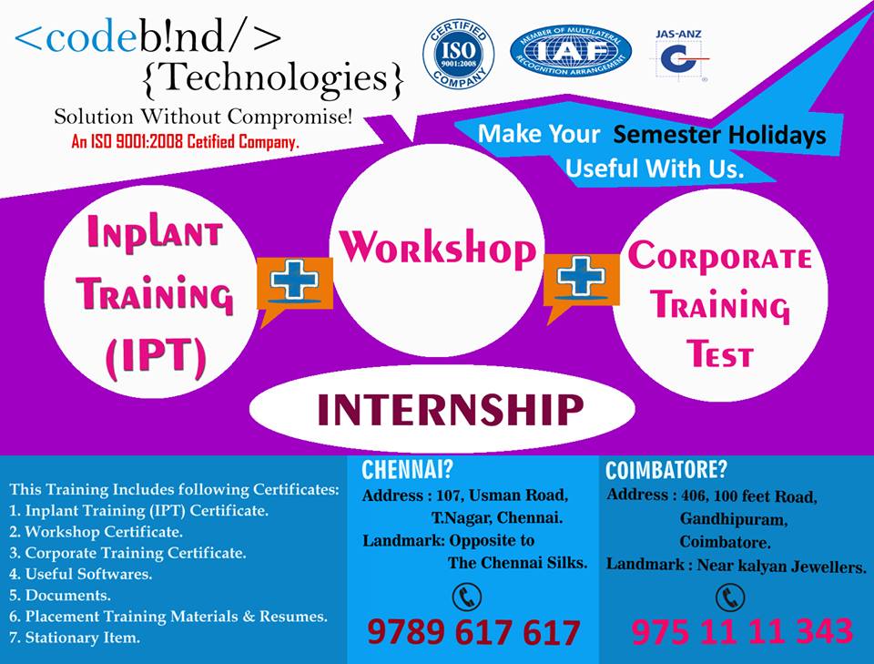 inplant training in chennai for eee