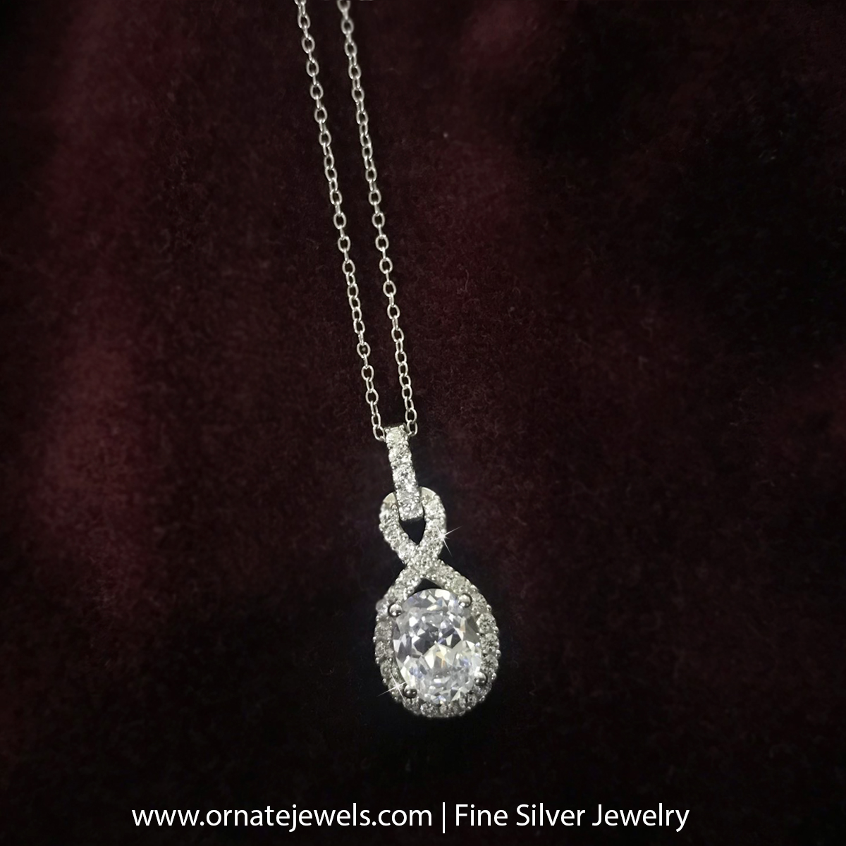 Shop American Diamond Infinity Pendant in silver for women and girls