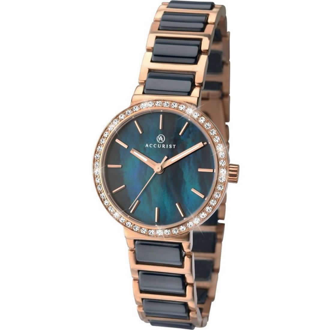 Accurist Ladies Fashion Blue Face Diamante Bracelet Watch 8087