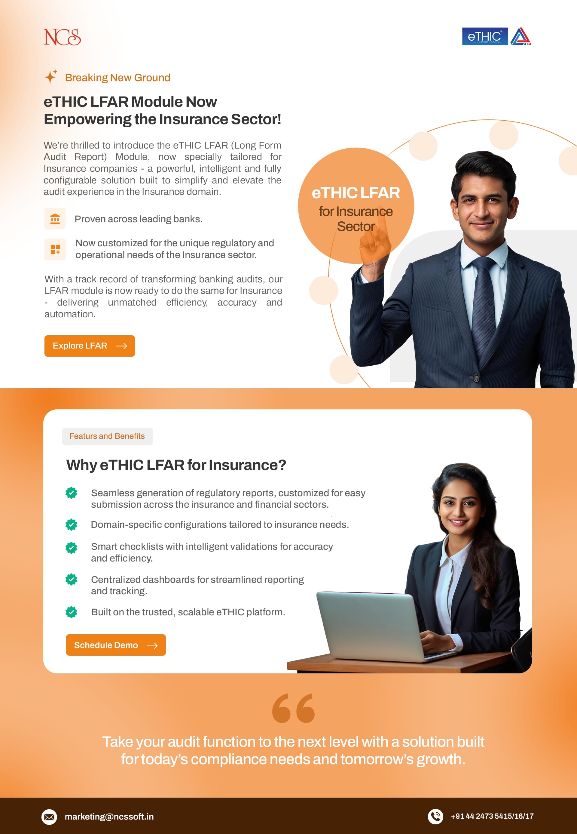 From Banks to Insurers: eTHIC LFAR Redefines Audit Excellence We’re thrilled to introduce the eTHIC LFAR Module, now designed exclusively for the Insurance sector. Built on India’s most trusted audit platform and enhanced with powerful and domain-specifi