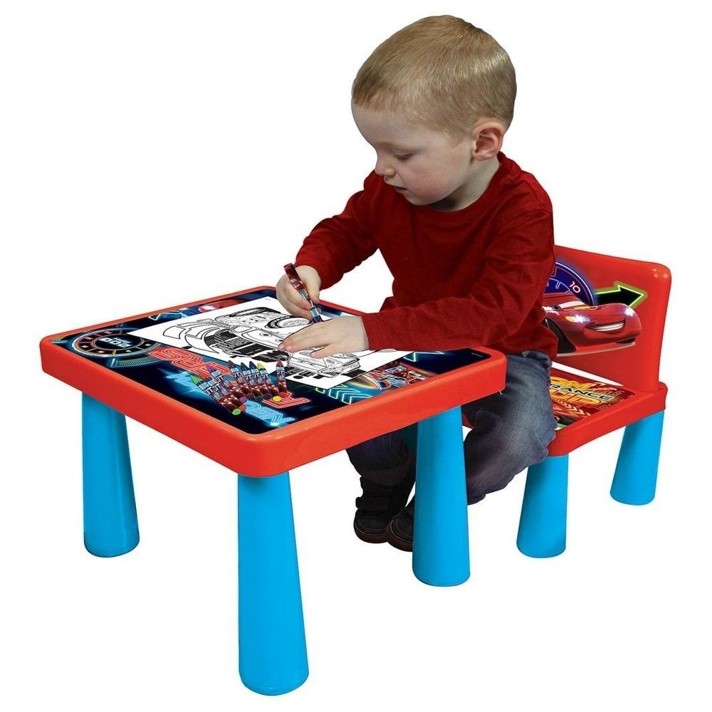 Disney Cars Kids Childrens Sit and Colour Drawing Colouring Art Desk Table Chair