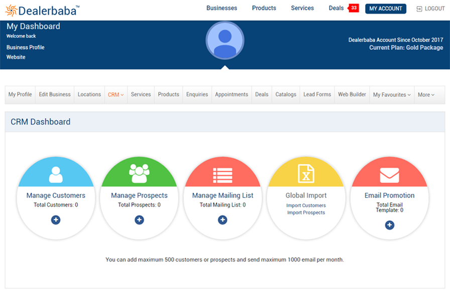 CRM Functionality Dealerbaba