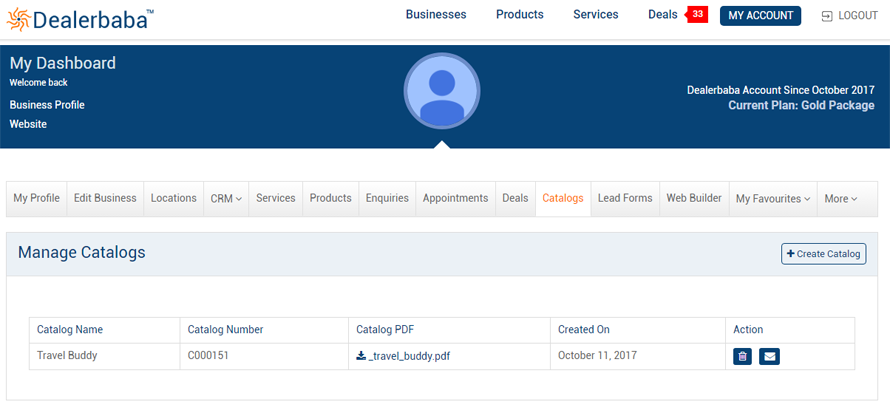 Manage Catalogs Dealerbaba