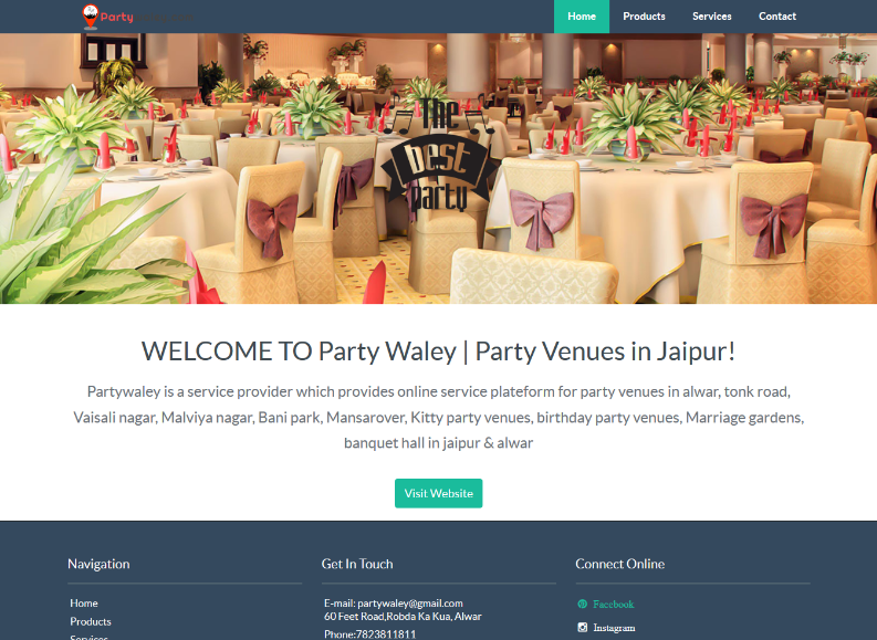 Few Of Websites Developed By Using Our Website Builder Partywaley