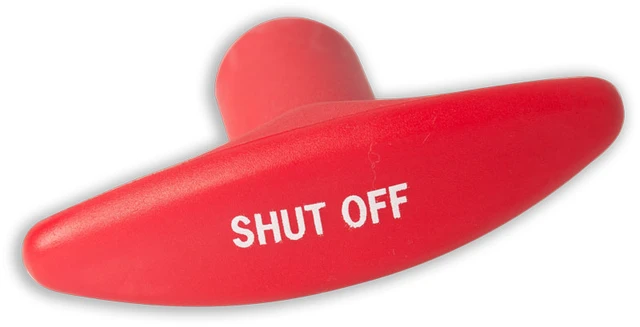 2-3/8 Inch Red T-Handle (SHUTOFF) 1/4-20 Thread