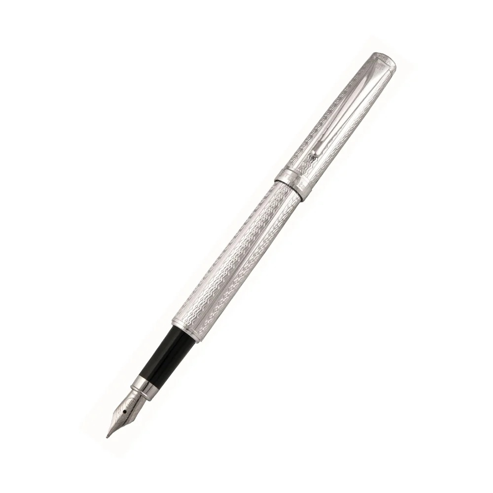 Emonte Impression Sterling Silver with Platinum Pated Trim Fountain Pen - Medium Nib