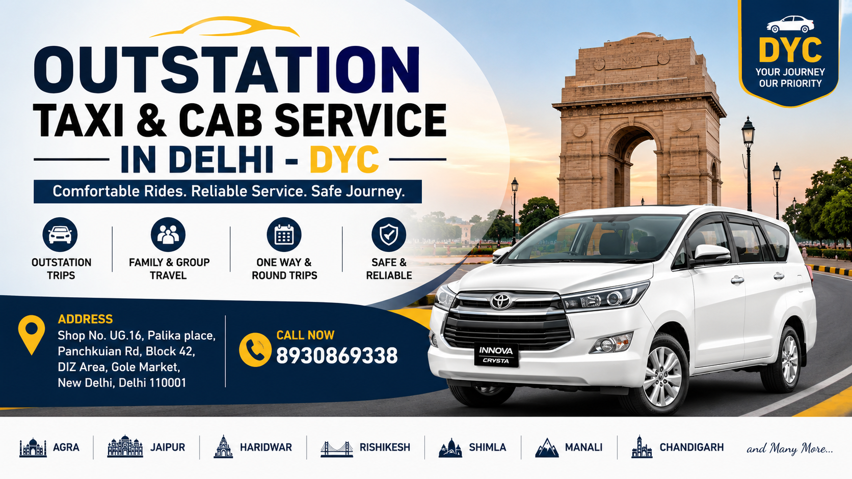 Outstation Taxi & Cab Service In Delhi - DYC